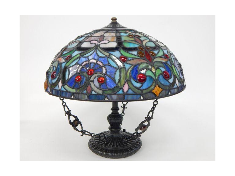 Route 8 Auctions | Stained Glass Shade Ceiling Light