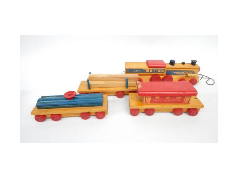 vintage wooden train set