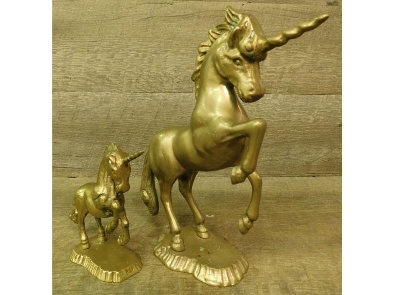 Route 8 Auctions Brass Unicorn Statues
